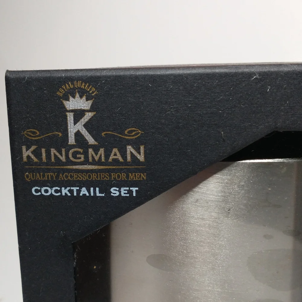 Kingman Cocktail Set 7pc Flask Wine Corkscrew Shot Glass 4 Drink Gift For Him